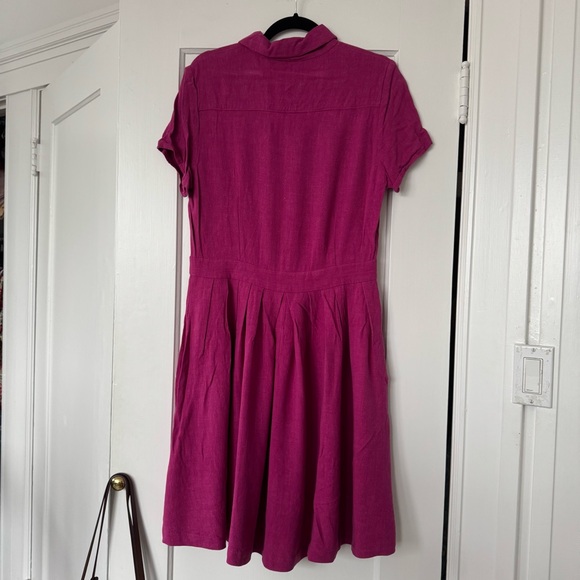 Magenta Shirt Dress with stingray buttons - Picture 3 of 4